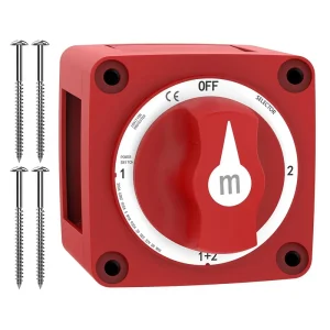 Dual Battery Isolator Switch 4 Position 300A Marine Heavy Duty Shut Off Switch 12V-48V DC Master Power Kill Switch for Boat RV
