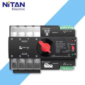 Dual Power ATS Transfer Switch 100A 4P 690V Manual and Automatic Dual Mode for Home and Electrical Panel Use