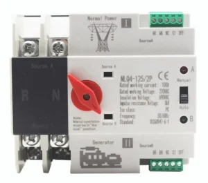 Dual Power Automatic Transfer Switch ATS 2P 16A-100A 220V 380V for Generator Type PC 10kA Breaking Capacity RS485 Communication