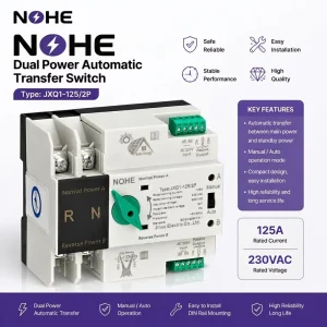 Dual Power Automatic Transfer Switch Circuit Breaker 2P 16A Dual Power Automatic Transfer Switch for Solar Inverter
