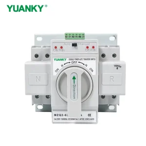 Dual Power Automatic Transfer Switch Electrical Selector Switches 63A 100A Din Rail ATS 2P CE Certified 4kA Breaking Capacity