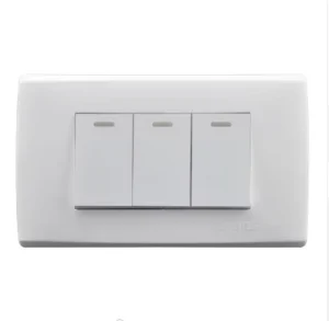 Durable PC White Panel Push Button 3 Gang 1 Way Switch 118*75mm 250V 10A