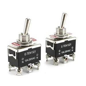 E TEN1321 DPDT 250V 15A 30mm IP65 Screw Terminal Toggle Switch 6 Pin ON ON Rocker Switch for Electrical Equipment
