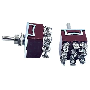 E-TEN303 12mm 9 Pins 3 Position ON-OFF-ON 15A 380VAC SPST Toggle Switch IP65 Screw Terminal Electrical Equipment Brown 30000