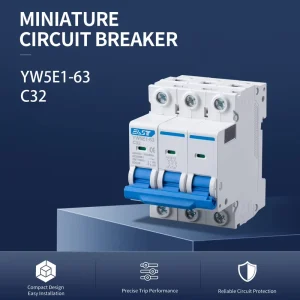 EAST High Breaking Capacity 6kA Rail Mounted 3P Copper PA66 Mcb C32 Miniature Circuit Breaker Terminal Power Distribution