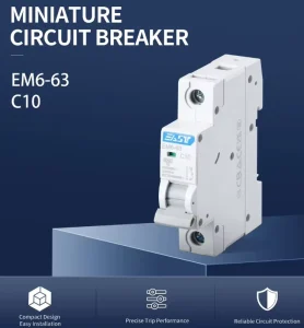 EAST Series MCB 6kA 10A-63A 1P/2P AC230/400V Miniature Circuit Breaker for Home & Industrial Use EM6