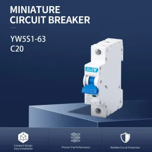 EAST YW5S1-63-C20 High Quality CE Certified 1P Type C 6KA DIN Rail AC MCB Copper PA66 Material Miniature Circuit Breaker