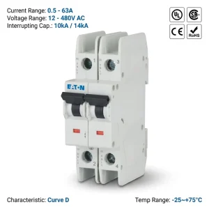EATON FAZ-D10/2-AS 10A2P Easy Installation Operation Miniature Circuit Breaker for Equipment Manufacturing OEM