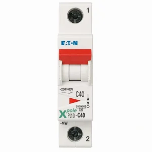EATON PL10 Series MCB Miniature Circuit Breaker 1P 2P 40A C Curve 10kA 400V AC 50Hz 60Hz CE Certified Factory Direct Stock