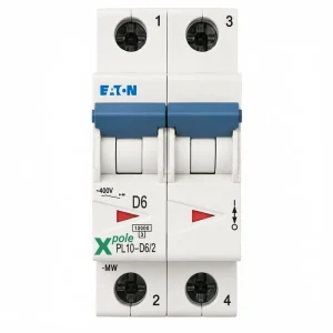EATON PL10 Series MCB Miniature Circuit Breaker 1P 2P 6A D Curve 10kA 400V AC 50Hz 60Hz CE Certified Factory Direct Stock
