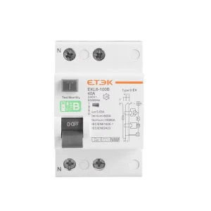 EKL6-100B 2P 40A Type B RCD 230V Earth Leakage Circuit Breakers RCCB Residual Current RCCB for EV Charger 30mA