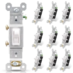 ELEGRP Single Pole Toggle Light Switch 15 Amp 120V Toggle Framed AC Quiet In Wall On/Off Switch Replacement