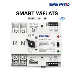 EP2PC-125 2P Smart WiFi Automatic Transfer Switch 125A Single Phase Dual Power ATS for City Power and Generator