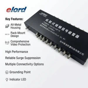 EPC75 40B*16 High Performance 16 Port BNC Signal Surge Protector Aluminum Alloy Lightning Arrester Device