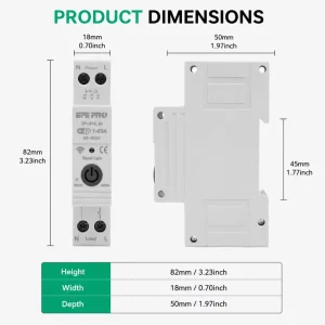 EPEPRO Smart WiFi Circuit Breaker 1-63A AC 80-300V DIN Rail Mount Tuya APP Timer Scheduling Overload Short Circuit Over Under