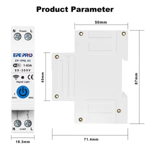 EPEPRO Smart WiFi Circuit Breaker 1 63A AC 80 300V Tuya APP Energy Metering Timer Scheduling Over Under Voltage Overcurrent