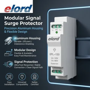 EPL 120 Light Gray Flame Retardant Signal Surge Protector Durable Aluminum Core Lightning Arrester Device