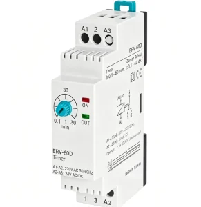 ERV-60D DIN Rail Time Delay Relay 0.1-60 Minutes Adjustable Timer Relay AC220V 24V AC/DC Tense Timer