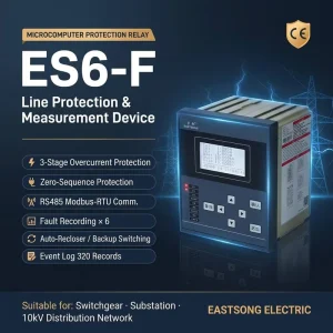 ES6 F Numerical Comprehensive Protection Relay Three-Stage Overcurrent RS485 Modbus Line Feeder 10kV CE EMC