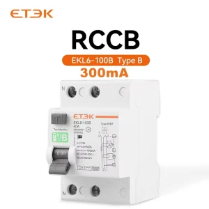 ETEK EKL6-100B 300mA Type B RCD 230V Earth Leakage Circuit Breakers RCCB Residual Current 2P 40A/63A Miniature Circuit Breakers