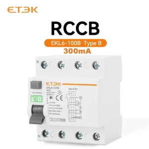 ETEK EKL6-100B Type B RCD 300mA 400/415V Earth Leakage Circuit Breakers 4P 40A/63A Residual Current RCCB for EV Charger