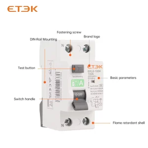 ETEK EKL6 100H Type A RCCB Residual Current Circuit Breaker 1P+N 10KA 40A 30mA 230V Miniature Circuit Breakers