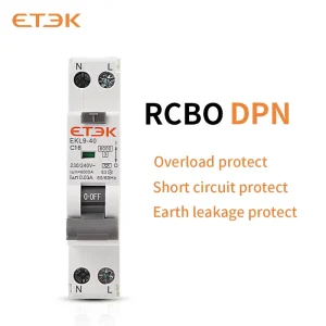 ETEK Type a RCBO 16A 18mm Residual Automatic Circuit Breaker DPN Miniature 30mA Over Current Leakage Protection Type EKL9