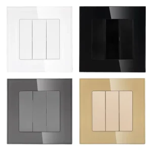 EU Aluminum Panel Home Lighting Control 3 Gang 1 Way Push Button Touch Light Wall Electric Switch CE