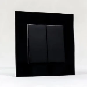 EU Standard Glass Plate 250V 10A 2 Gang Push Button Wall Electric Switches and Sockets Light Home Wall Switch
