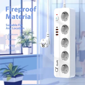EU Standard Surge Protector Power Strip 5 Way Extension Socket Electrical Extension Power Socket Strip with Multiple Holes