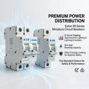 Eaton E6 Series E6 25/3/C 25A 3P 400V 6kA C Curve CE CCC ISO Miniature Circuit Breaker MCB for Shop Ventilation System Power