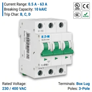 Eaton Moeller PL9 Series PL9 B16 16A 1P 6kA B Curve CE CCC ISO Miniature Circuit Breaker MCB for Residential Lighting Control