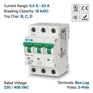 Eaton Moeller PL9 Series PL9 C10 10A 1P 6kA C Curve CE CCC ISO Miniature Circuit Breaker MCB for Home Lighting Control System