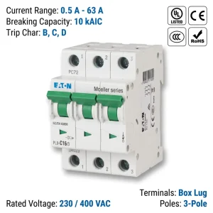 Eaton Moeller PL9 Series PL9 C16 16A 1P 6kA C Curve CE CCC ISO Miniature Circuit Breaker MCB for Residential Lighting Circuit
