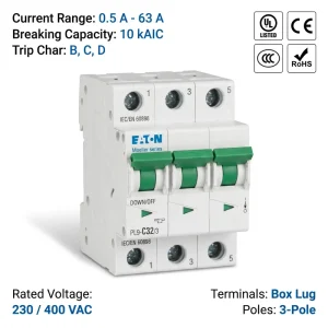 Eaton Moeller PL9 Series PL9 C32 32A 1P 6kA C Curve CE CCC ISO Miniature Circuit Breaker MCB for Kitchen Appliance Electrical