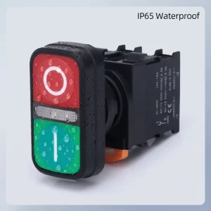 Electric 22mm 10A Green and Red Multi 2 Way Double Key 1NO+1NC Double-position Start and Stop Push Button Switch with Light