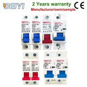 Electric Motorcycles Moto Car Battery Circuit Breaker 1P MCB Circuit Breaker on/off B Curve 12V 48V 32A 40A 63A 100A 125A