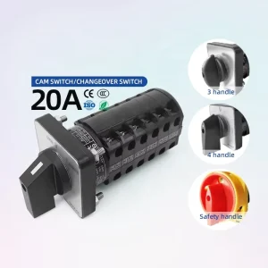 Electric Rotary Cam Selector Switch AC 690V 20A Knob on OFF 4 Position Latching Changeover Selector Switches
