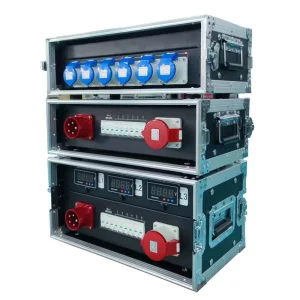 Electrical Power Distribution Box 6 Way Power Rack Case with 3 Phase 32 Amp Power Input