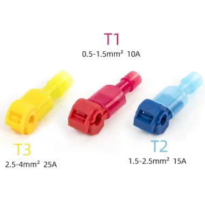 Electrical Wire T1 T2 T3 For Wire Branch Spade Terminal Connector T-tap Connectors