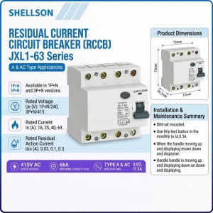 Electronic Type 1P+N 3P+N 63A Miniature Circuit Breaker RCCB Residual Current Circuit Breaker