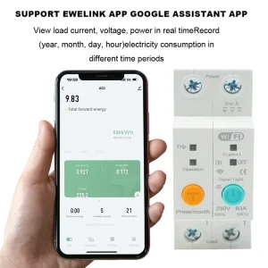 Energy Monitoring Life WIFI Electricity Meter 1P 63A 230V 6ka Certified Control Voltage Current Remote Smart Circuit Breaker