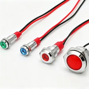 Energy Saving Metal LED Indicator Light Green Yellow Red Blue White IP67 Protection AC 3 220V 6mm Mounting Hole
