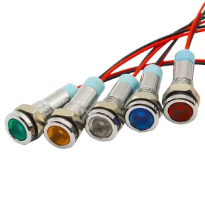 Equipment Indicator Light 12V 24V DC 110V 220V AC Warm White LED IP65 Plug In Aluminum 6mm Hole Panel RGB