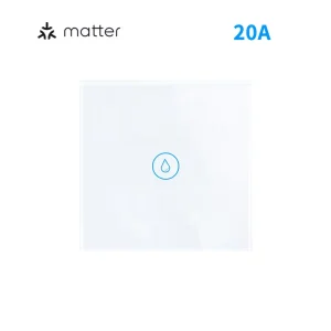 European Tuya 20A High Power Touch Tempered Glass Panel WiFi APP Remote Control Wall Switch for Water Heater 240v Max Voltage