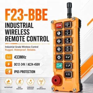 F23-BBE 11 Buttons Industrial Wireless Remote Control Switch 433MHz Long Distance Remote for Crane Hoist AC DC Universal