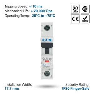 FAZ Series FAZ-D12/1-AS 240VAC 12A 15KA Breaking Capacity Double Insation protection Circuit Breakers