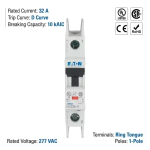 FAZ Series FAZ-D32/1-AS AC32A 240V 1P MCCB Miniature Circuit Breaker for Industrial Residential Distribution Box