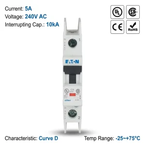 FAZ Series FAZ-D5/1-AS AC5A 240V 1P 15KA D Curve MCCB MCB Circuit Breakers for Industrial Controls