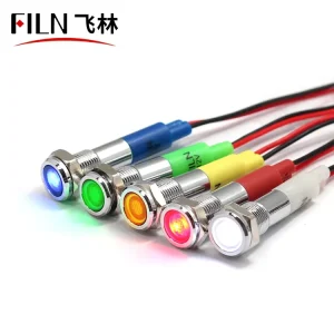 FILN 6mm 12V-24V Motorcycle Dash Indicator Lights Various LED Color Red Green Yellow White AC Power Indicated Light